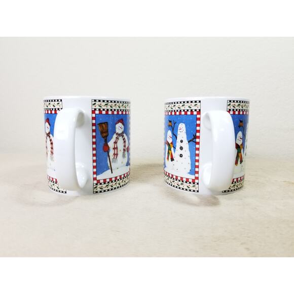 Sakura Snowman Coffee Mug Tea Cup 12oz Debbie Mumm Stoneware 4" Christmas x2 - Picture 4 of 12